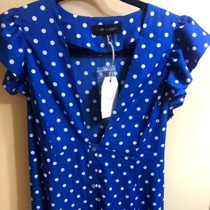 Blue polka dot maxi dress